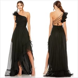 NWT MAC Duggal RUFFLED ONE SHOULDER
ASYMMETRICAL GOWN